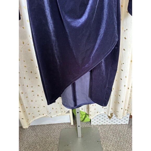 Gigi Parker Velvet Ruched Long Sleeve Sexy Stretch Bodycon Faux Wrap Dress S - Picture 4 of 8